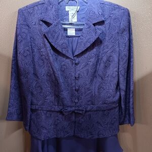 Miss Dorby  Purple Floral Embossed Skirt Set Size 12